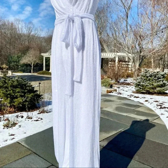 NWT Sachin and Babi Somers Sequin White Wedding Jumpsuit Wide Leg White Wedding - Picture 8 of 17